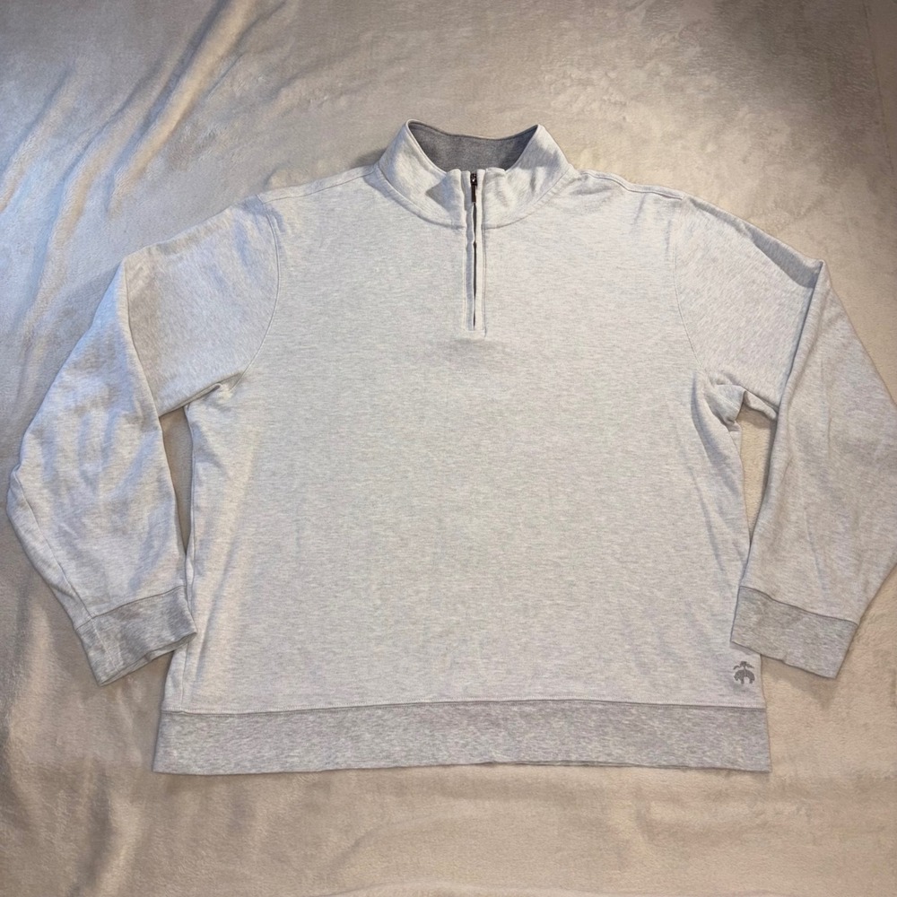 Brooks Brothers Mens Grey Heather Quarter Zip Pullover Sweatshirt Large